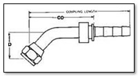 JIC 37 Swivel Female Stem - 45 Bent Tube Short Drop